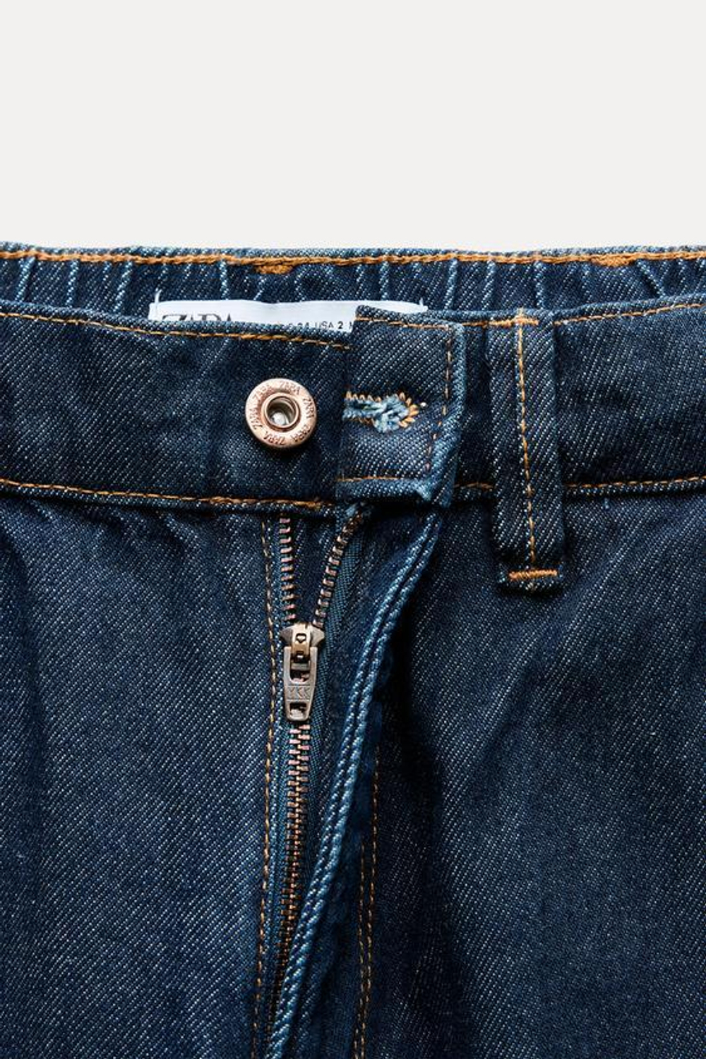 ZARA ДЖИНСЫ С ВЫСОКОЙ ПОСАДКОЙ CARROT FIT Z1975, СИНИЙ