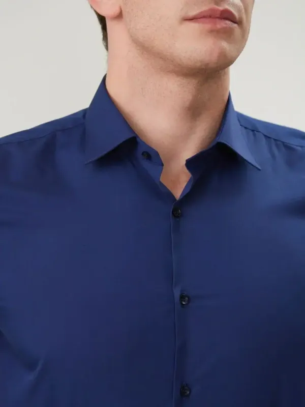 Рубашка приталенная SLIM FIT с длинным рукавом, темно-синяя