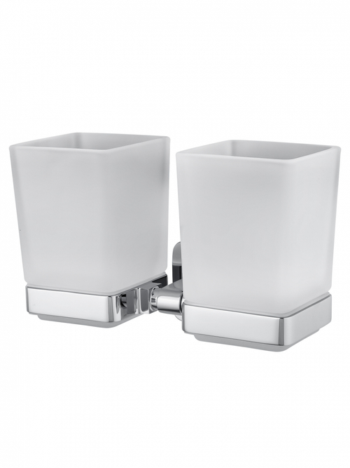 Два стакана для зубных щеток с держателем WONZON & WOGHAND STILL, Хром (WW-6628)