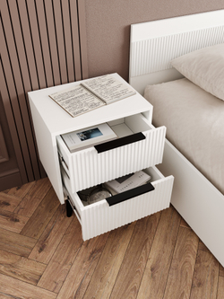 Прикроватная тумба DIWO Краснодар 45x55x35 см, 2 ящика белая, ручка черная