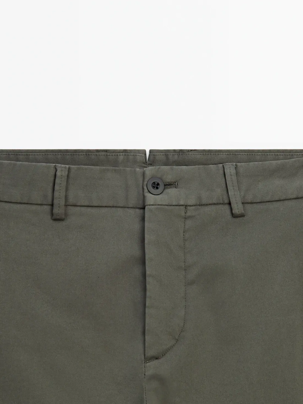 Massimo Dutti Зауженные брюки чинос из хлопка, зеленый