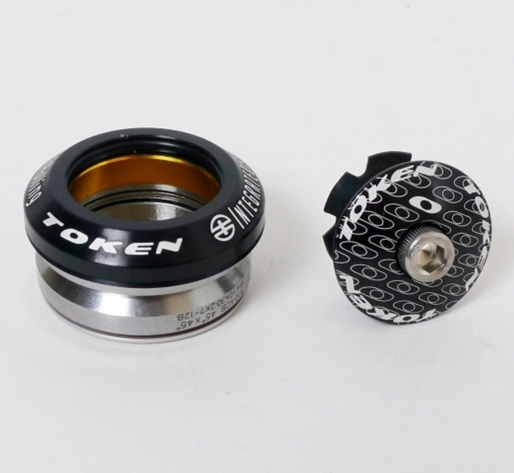 Рулевая колонка TOKEN OMEGA-A1M 1-1/8" интегрированная, 41ммх36°х45°, чёрная, пром. подшипники, 58г,