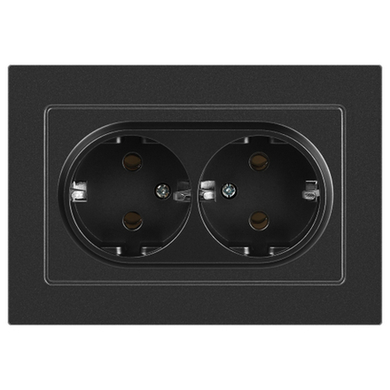 Розетка Intro Accent 6-205-07 двойная с заземлением 2X2P+E Schuko 16А-250В IP20 СУ AL/CU графит