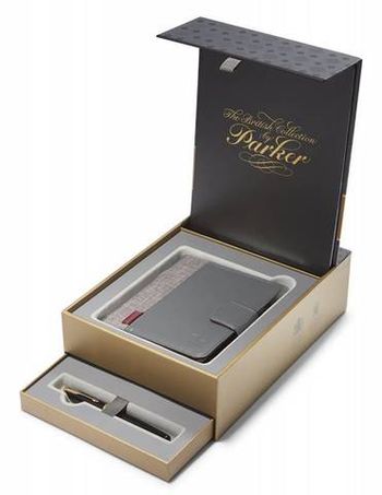 Набор перо и блокнот Parker Sonnet F530 LaqBlack GT перо 18Ct F (1978402)