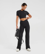 Леггинсы GYMSHARK Crossover Tall Flared Leggings Black