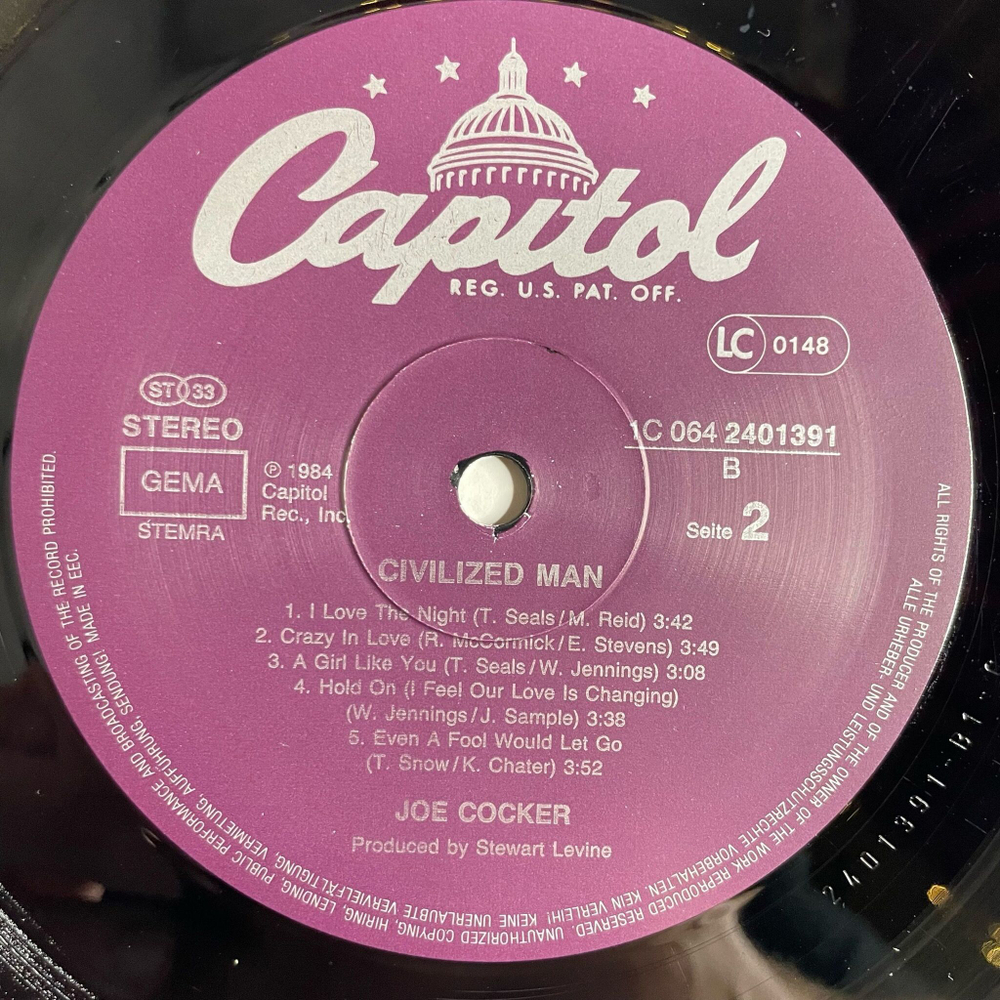 Винтажная виниловая пластинка LP Joe Cocker Civilized Man (Germany 1984) A Girl Like You