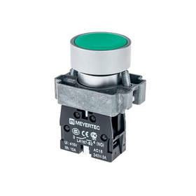 Кнопка плоская, зеленая, 1NO, металл MTB2-BAZ113 арт.: 54245