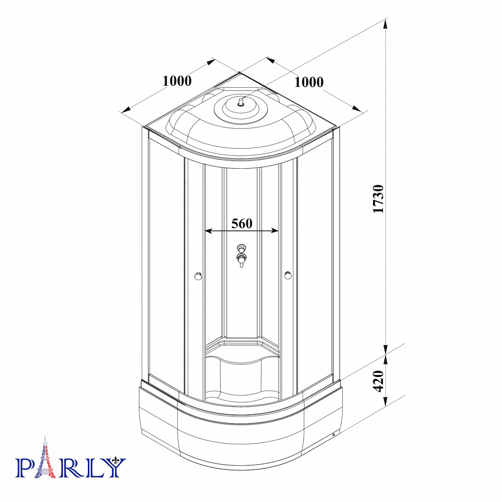 Душевая кабина PARLY EC1021 (100х100х215)