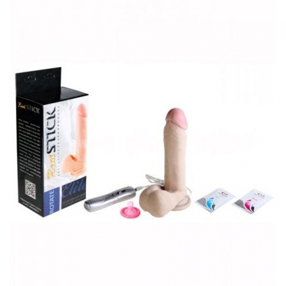 Реалистичный фаллос на присоске с функцией вращения (Цвет: телесный)