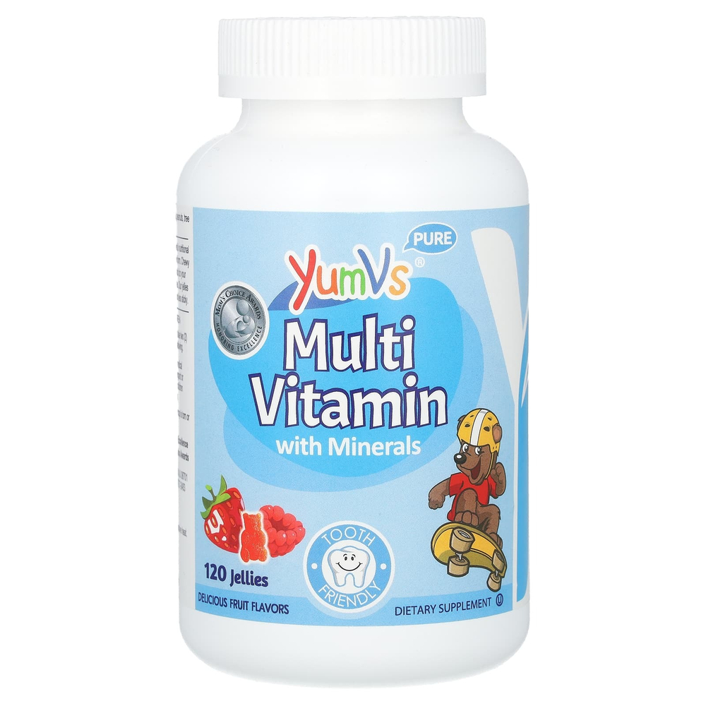 YumVs, мультивитамины с минералами, фруктовый вкус, 120 желейных конфет