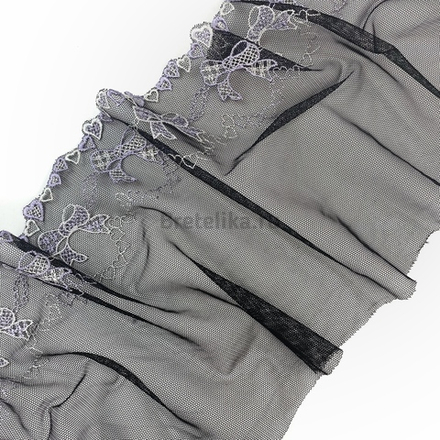 Вышивка на сетке черный/лаванда 18 см