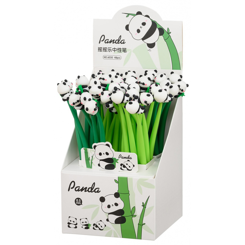 Ручка шариковая, Basir, синие чернила, серия "Панда", гибкий корпус с фигуркой, 48 шт