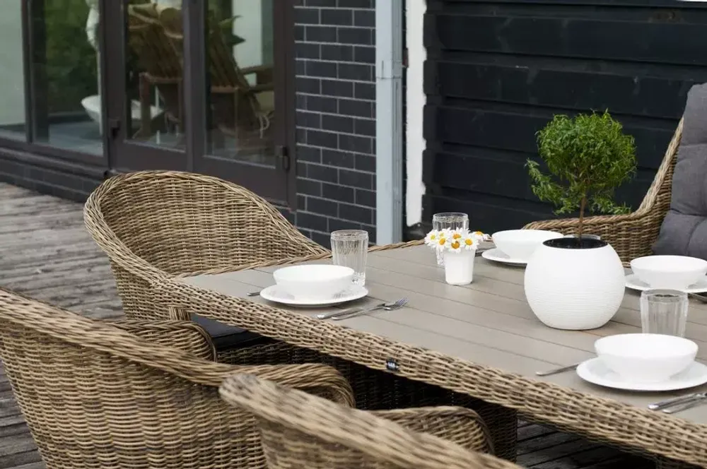 "Бергамо" плетеный обеденный стол, цвет соломенный