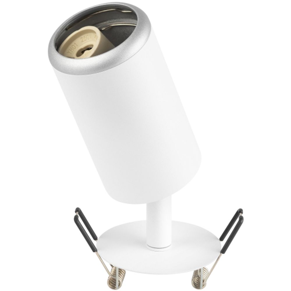 Светильник встраиваемый алюминиевый ЭРА KL106 WH/SL под лампу MR16 GU10 белый/серебро матовый | Алюминиевые встраиваемые светильники