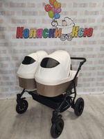 Коляска модульная для двойни Riko Basic Saxo 03 бежевый-коричневый