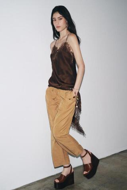 ZARA БРЮКИ-ДЖОГГЕРЫ WIDE LEG — ZW COLLECTION, РЫЖЕВАТО-КОРИЧНЕВЫЙ