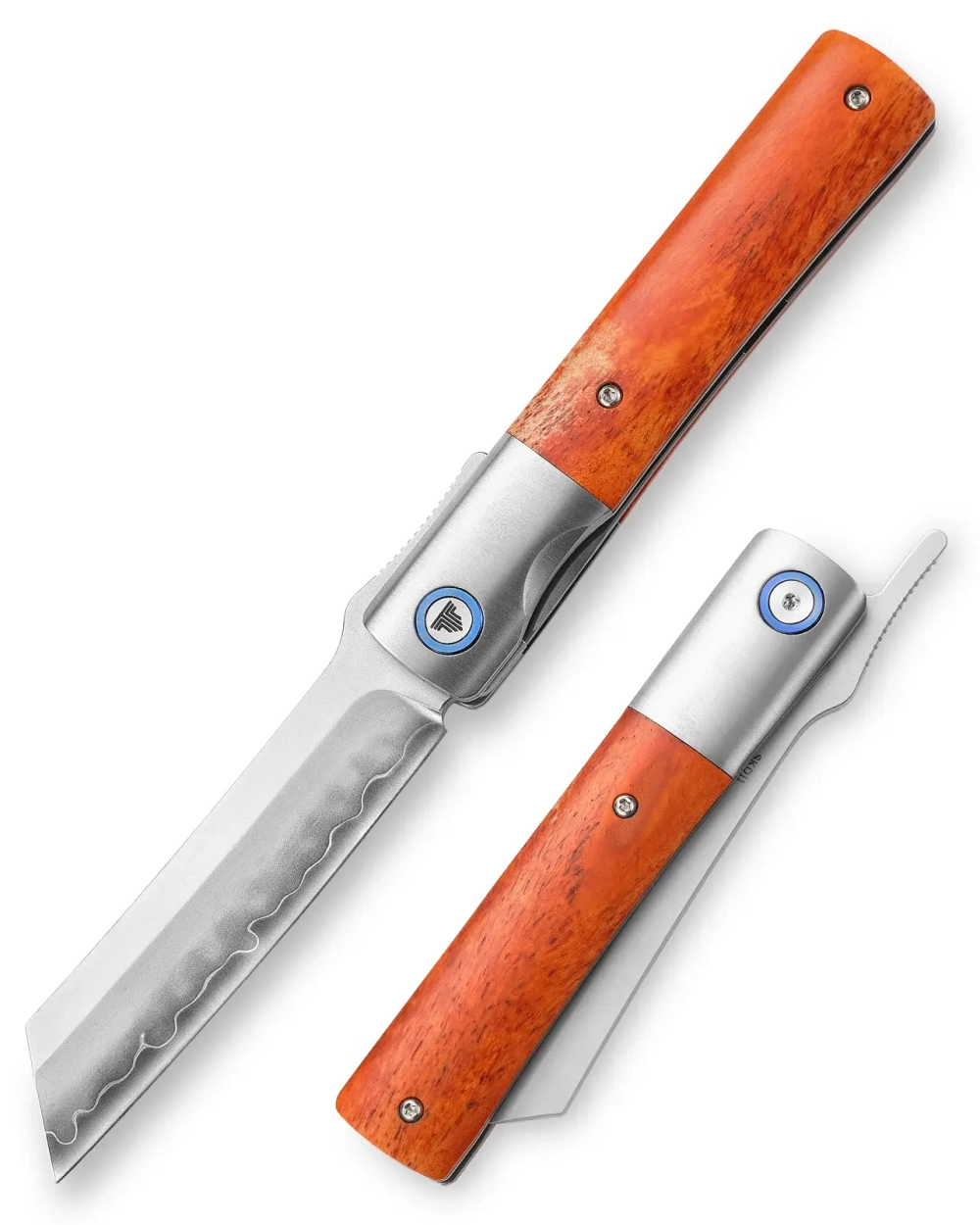 Складной туристический нож TRIVISA Kira-02O Higonokami клинок SKD11 рукоять титан и кость (коричневый)