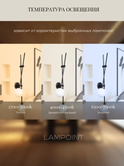 Бра шар, настенный светильник G9, 2 плафона, Черный