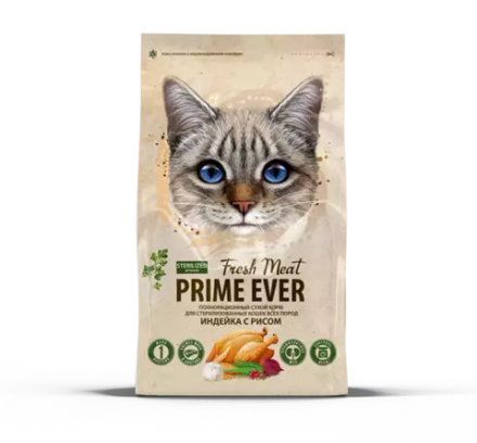 prime ever sterilized индейка с рисом 1,5кг