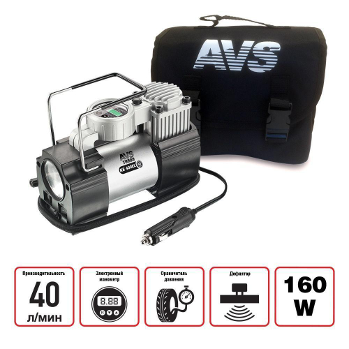 Компрессор AVS Turbo KE400EL 40л/мин до 10 атм металлический с фонарем