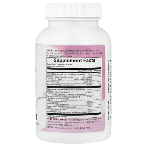 Micro Ingredients, чистый липосомальный НАД+ для женщин, 180 вегетарианских капсул