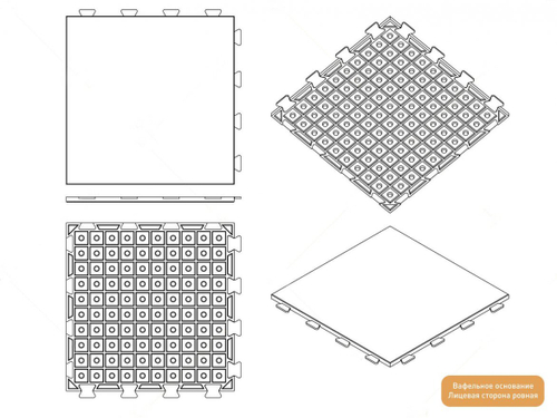 Резиновая плитка EcoStep Gym Space 1000х1000 (25-30 мм) со встроенными замками