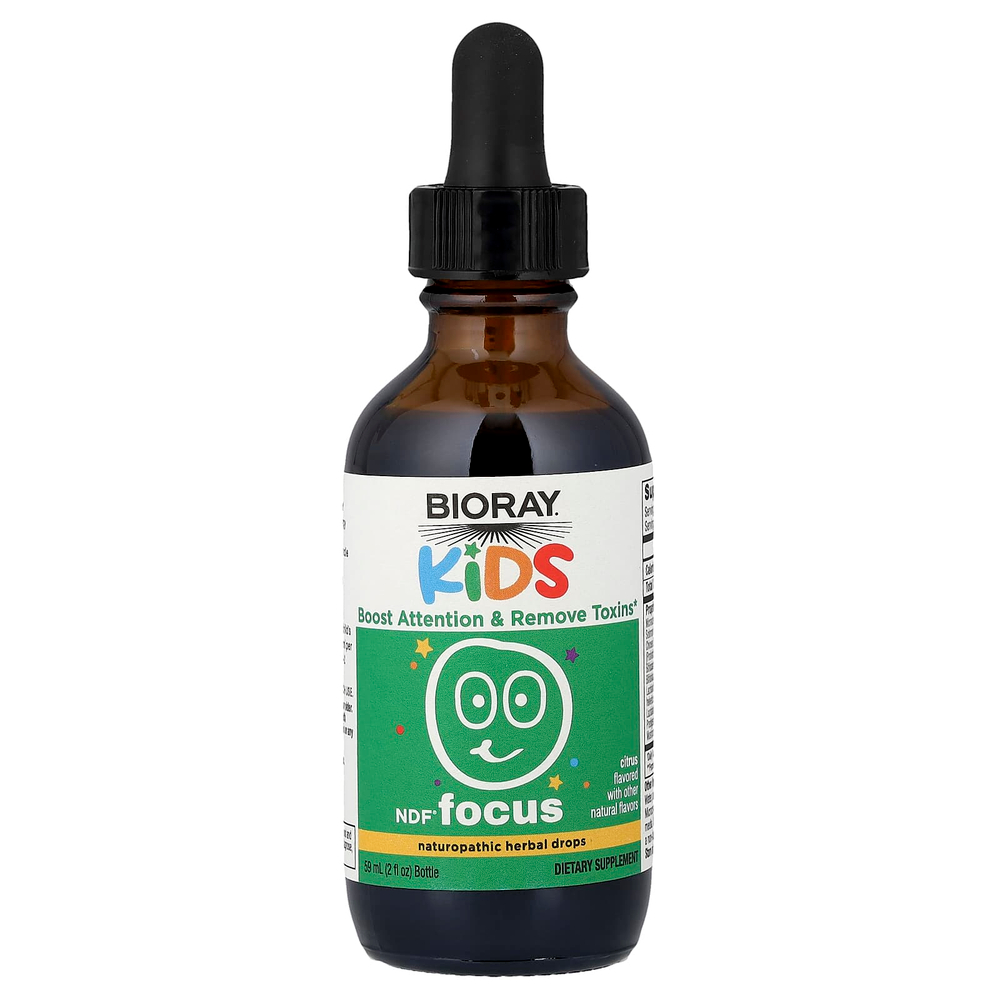 Bioray, Kids, NDF® Focus, детская добавка для повышения внимательности, со вкусом цитрусовых, 59 мл (2 жидк. унции)