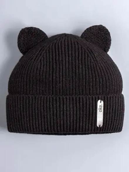 Шапка вязаная демисезонная с ушками