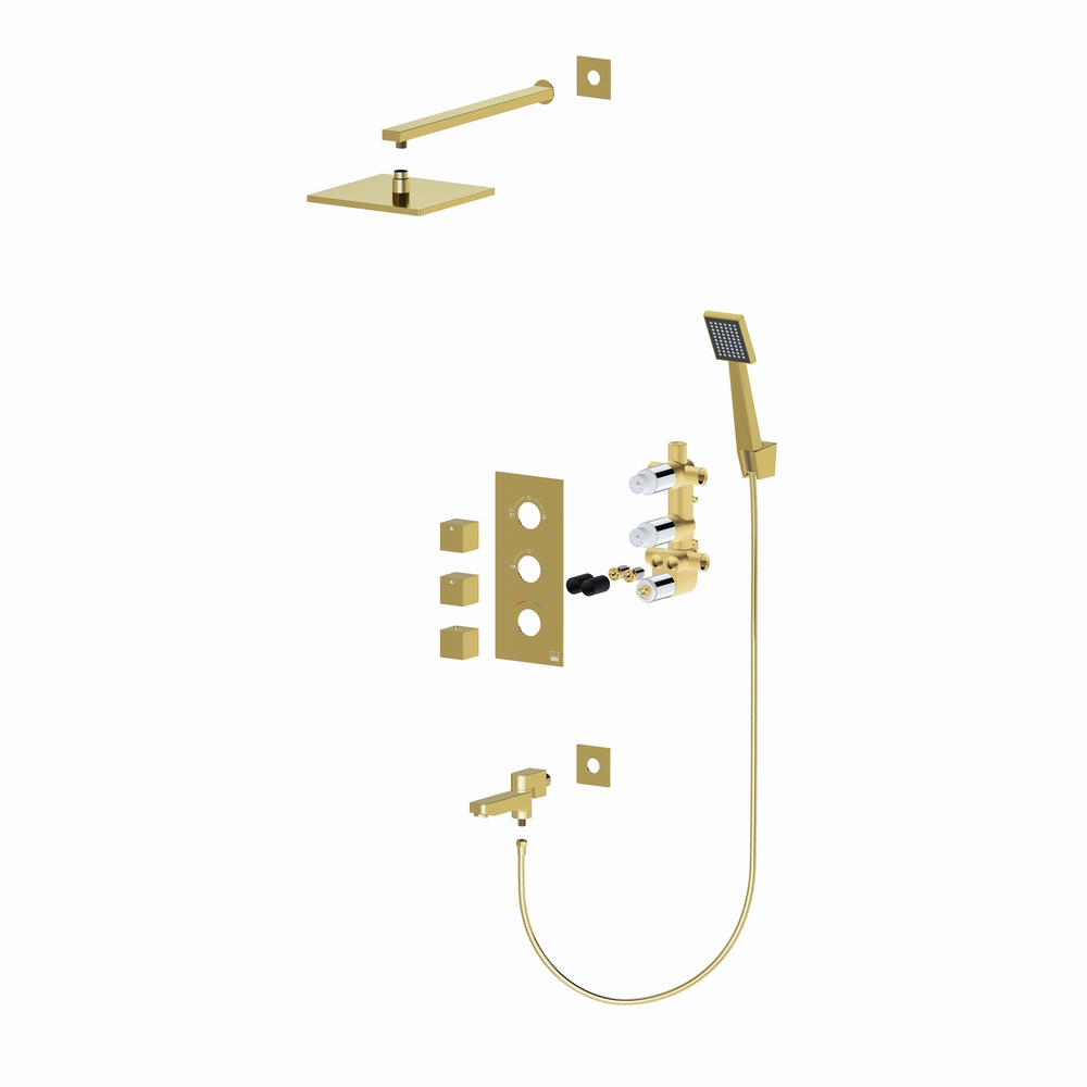 Душевой комплект Timo Tetra-thermo SX-0199/17SM с термостатом золото матовое