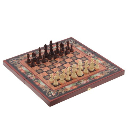GAEM Игра настольная 3 в 1 (шахматы, шашки, нарды) "Цветы", L50 W25 H6 см