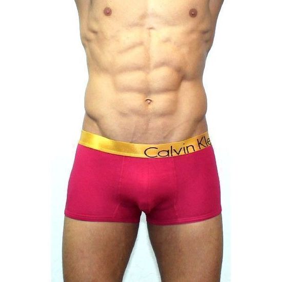 Мужские трусы боксеры бордовые с золотистой резинкой Calvin Klein Bold Boxer