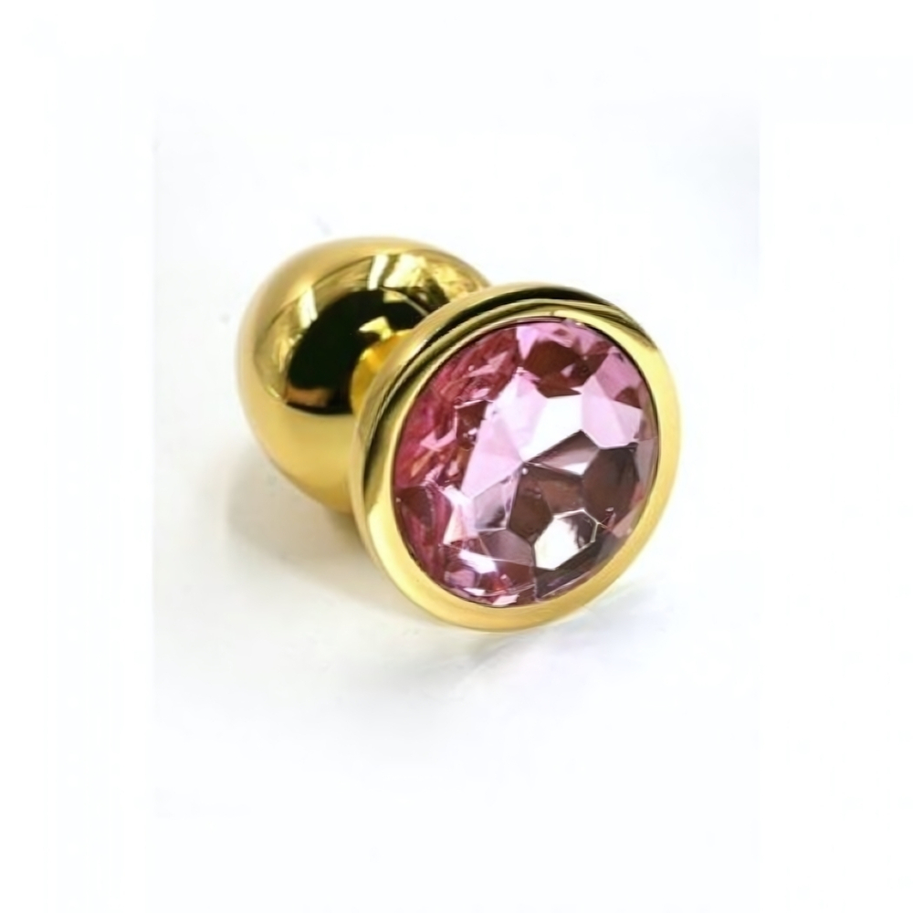 Металлическая анальная пробка light pink gold (Цвет: цвет пробки: золотой, цвет камня: розовый.)