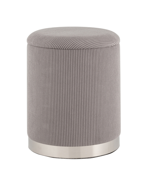 Пуф Эмили с ящиком серебро вельвет серый