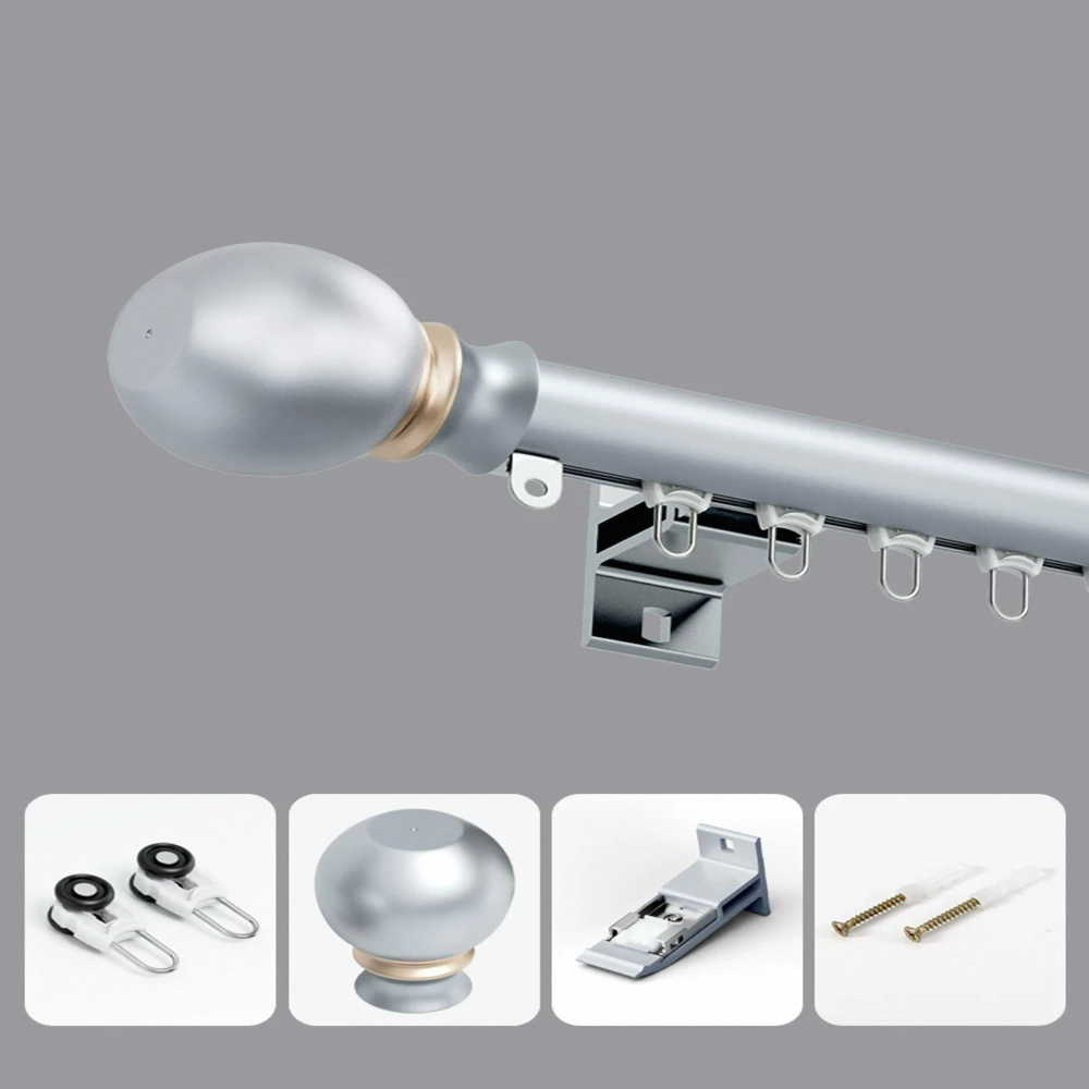 Бесшумный карниз для штор, алюминиевый, крючковый