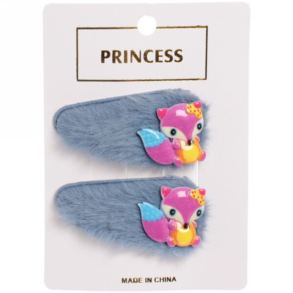 Зажимы для волос детские 2 шт «Boom- Лисичка Соня», микс 4 цвета, 5,5*2,5 см