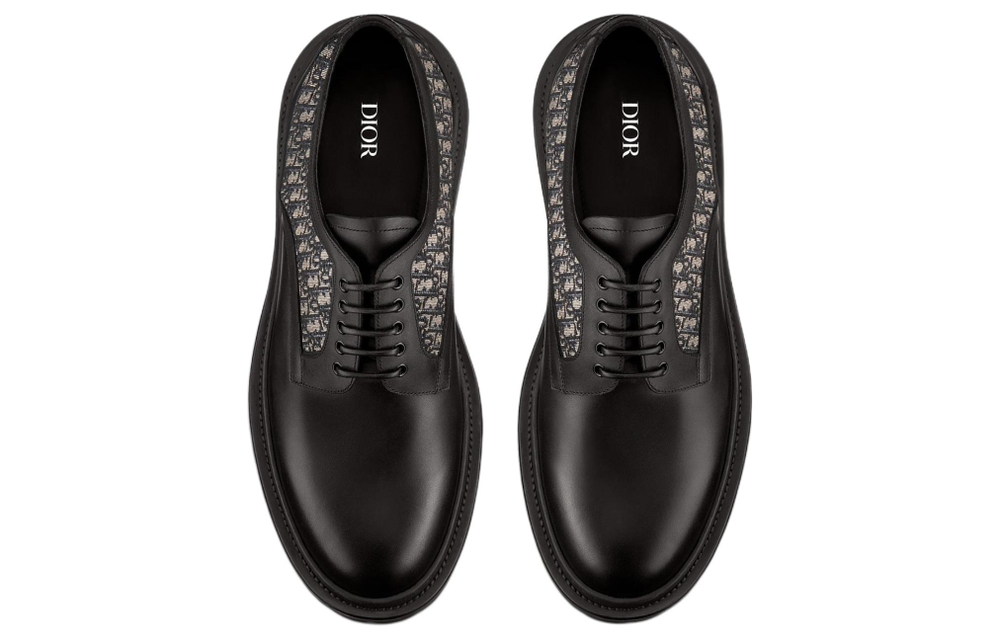 DIOR Explorer Derby Cow Split Leather Casual Leather Shoes Men"s Pitch Black