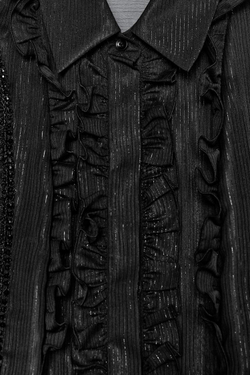 ZARA РУБАШКА ИЗ ПОЛУПРОЗРАЧНОЙ ТКАНИ С ВОЛАНАМИ И БУСИНАМИ, ЧЕРНЫЙ