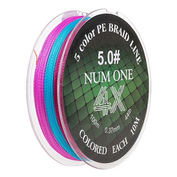 Шнур NUM ONE PE4X-100M 5.0#/0,370 mm Multi Colour Ryobi