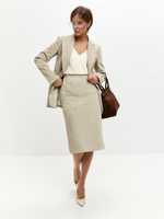 Юбка Сандра из экокожи в оттенке миндаля