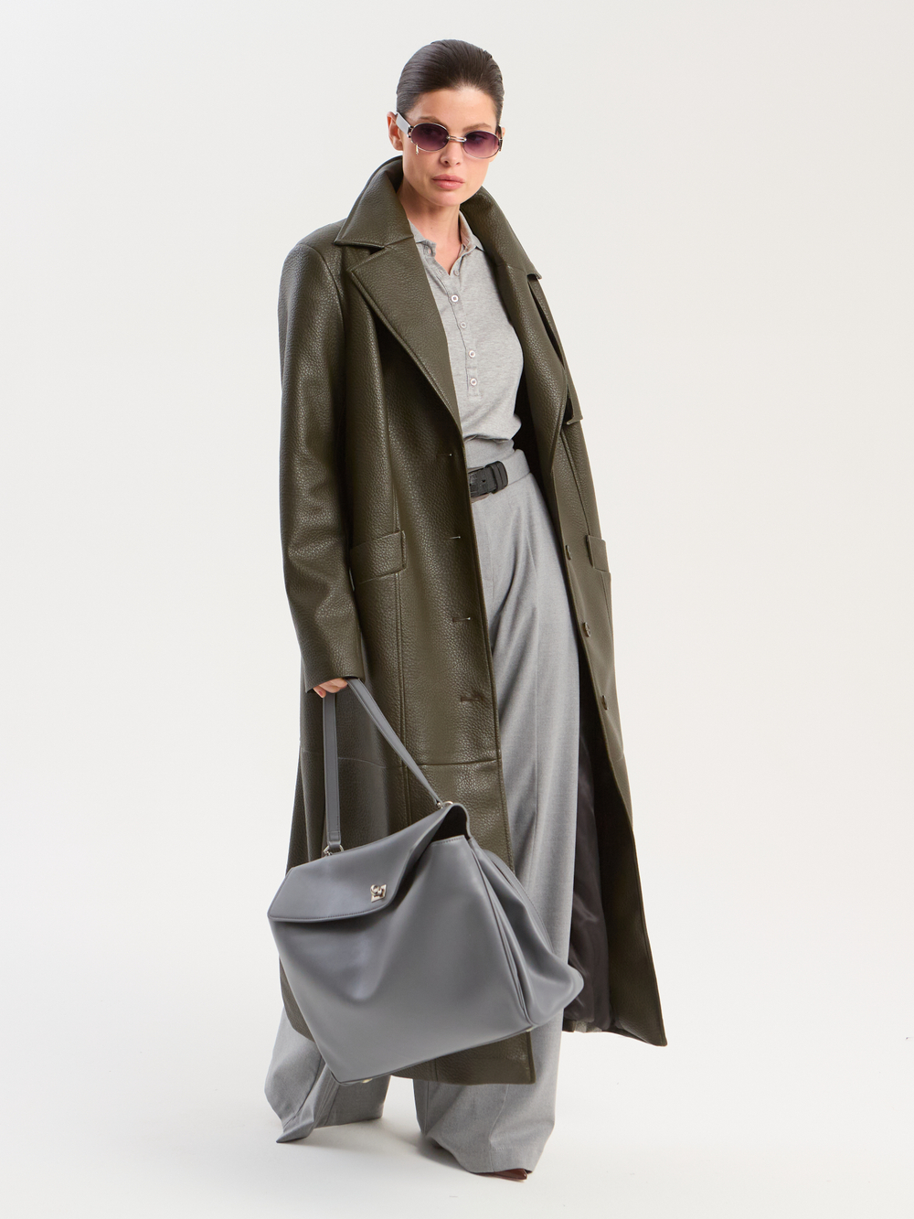 Тренч из экокожи