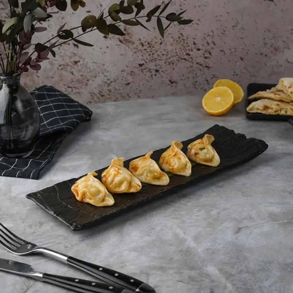 Блюдо прямоугольное 33*11 см h2,5 см с бортом Side Up1 Black Raw Wood P.L. Proff Cuisine [3]
