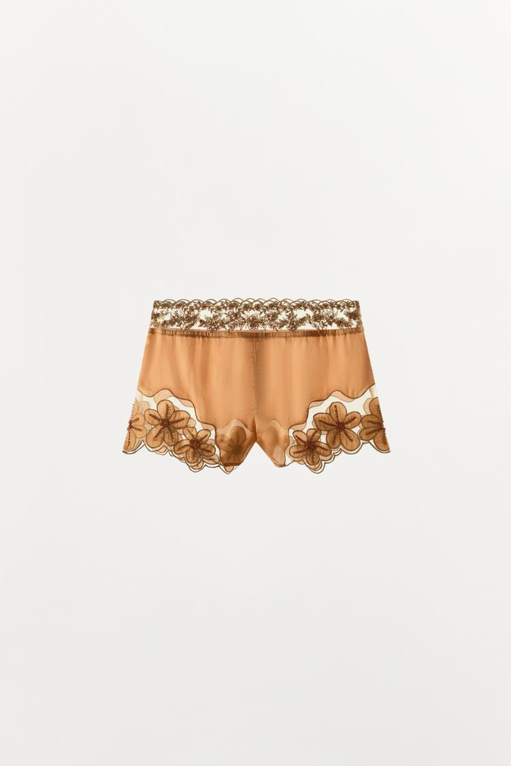 ZARA ШОРТЫ С ВЫШИВКОЙ И БИСЕРОМ, ОРАНЖЕВЫЙ
