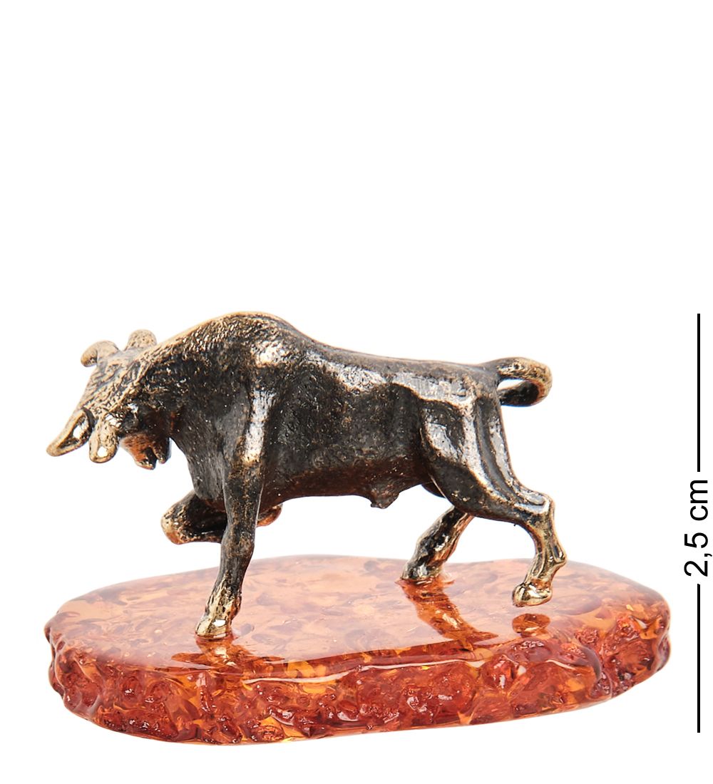 Народные промыслы AM-1505 Фигурка «Бык» (латунь, янтарь)
