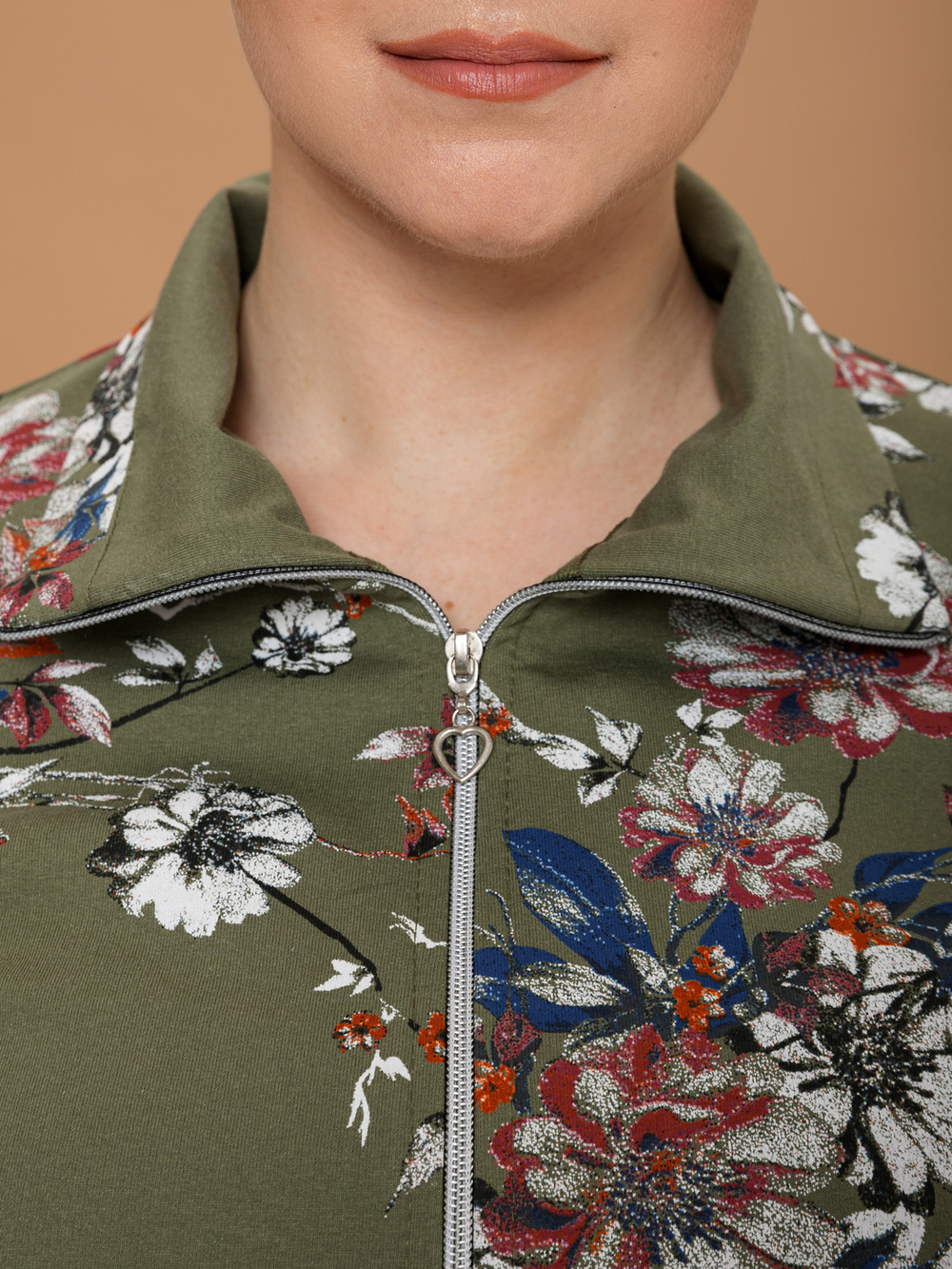 Толстовка К-184/цветы-фисташка