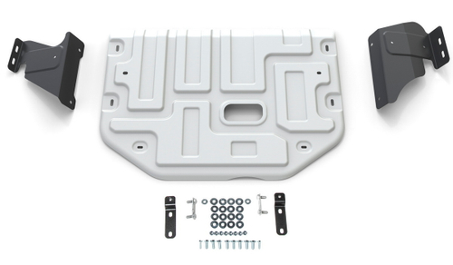 Защита картера и КПП Rival для Ford Tourneo Custom (V - 2.2D) FWD 2012-2018 2017-н.в./Ford Transit VII (V - 2.2D) 2014-н.в., штампованная, алюминий 4 мм, с крепежом, 333.1867.1