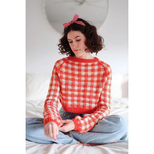 Описание по вязанию пуловера спицами "Gingham"