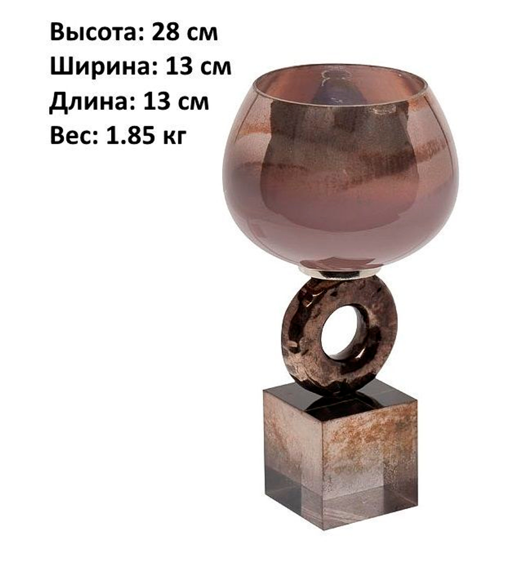 Подсвечник Garda Decor 71PN-3114, акрил, металл, стекло, цвет золото, 28 см.