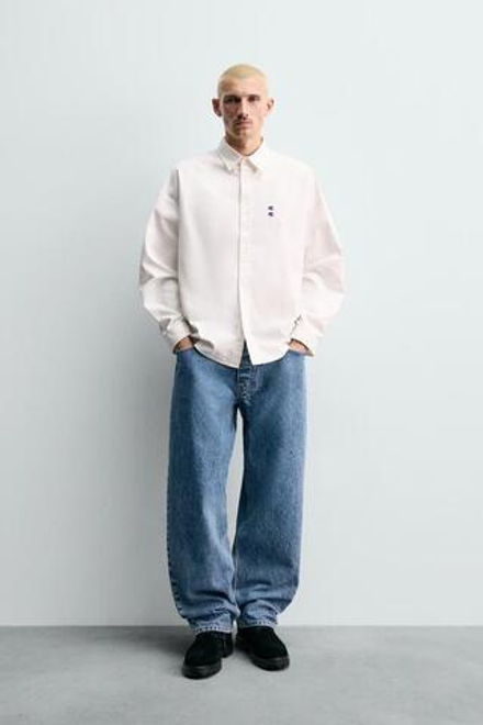 ZARA X CHAMPION ® ДЖИНСЫ СВОБОДНОГО КРОЯ, ВЫЦВЕТШИЙ СИНИЙ