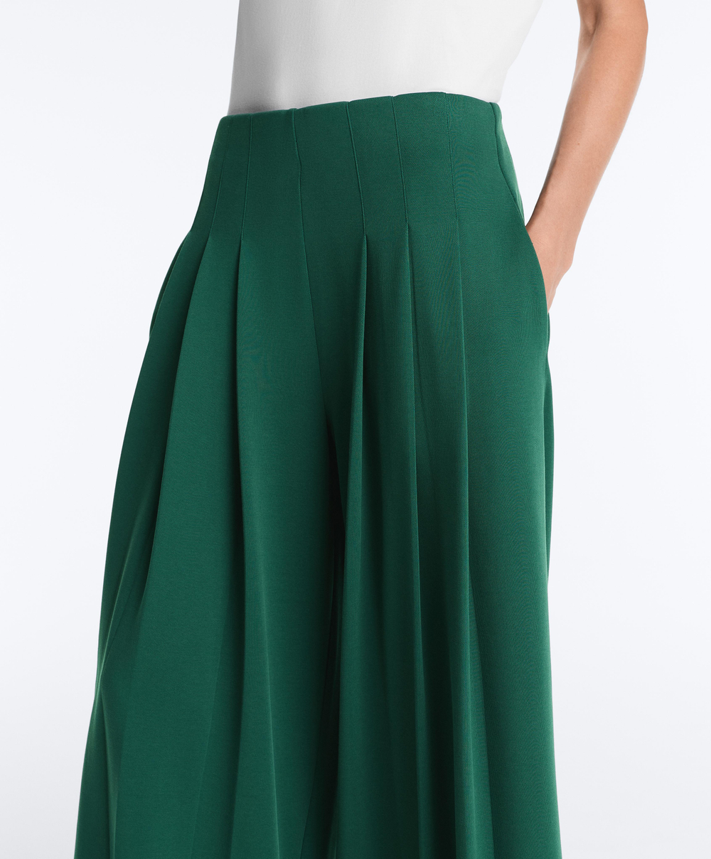 OYSHO Хлопковые широкие брюки-пике со складками, темно-изумрудный