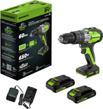 Дрель-шуруповерт аккумуляторная GREENWORKS GD24DD60 ударная, 24V, 2 АКБ 2Ач и ЗУ 3704107CUC